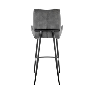 31" Charcoal And Black Fabric And Iron Bar Height Bar Chair