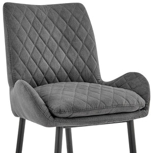 31" Charcoal And Black Fabric And Iron Bar Height Bar Chair