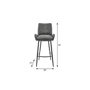 31" Charcoal And Black Fabric And Iron Bar Height Bar Chair