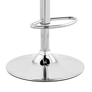 Cream And Silver Fabric And Iron Low Back Adjustable Height Swivel Bar Chair