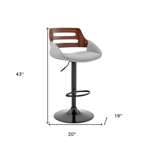 Gray And Black Fabric And Iron Low Back Adjustable Height Swivel Bar Chair