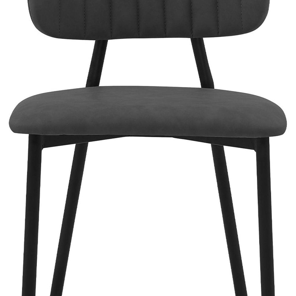 26" Gray And Black Faux Leather And Iron Low Back Counter Height Bar Chair