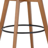 31" Cream and Black Fabric and Iron Bar Height Swivel Bar Chair