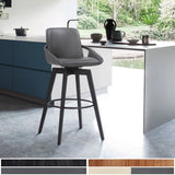 31" Gray and Black Fabric and Iron Bar Height Swivel Bar Chair