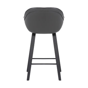 26" Gray And Black Fabric And Iron Counter Height Bar Chair