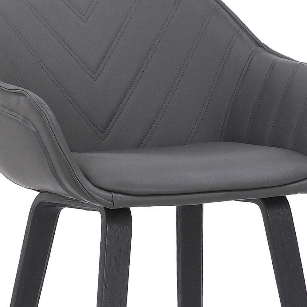 26" Gray And Black Fabric And Iron Counter Height Bar Chair