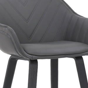 26" Gray And Black Fabric And Iron Counter Height Bar Chair