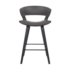 27" Gray And Black Fabric And Iron Low Back Counter Height Bar Chair