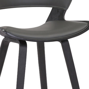 27" Gray And Black Fabric And Iron Low Back Counter Height Bar Chair