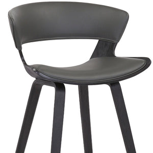 27" Gray And Black Fabric And Iron Low Back Counter Height Bar Chair