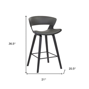 27" Gray And Black Fabric And Iron Low Back Counter Height Bar Chair