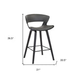 27" Gray And Black Iron Low Back Counter Height Bar Chair