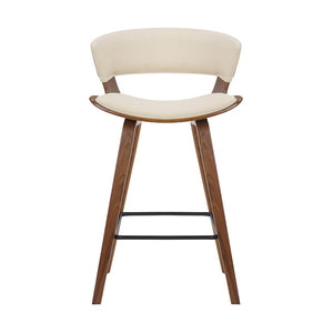 27" Cream And Brown Fabric And Iron Low Back Counter Height Bar Chair