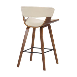 27" Cream And Brown Fabric And Iron Low Back Counter Height Bar Chair
