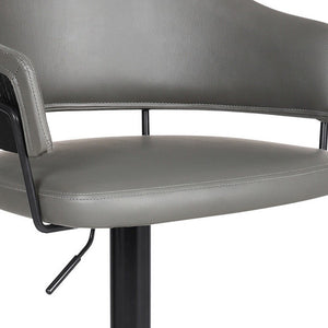 Gray And Black Fabric And Iron Adjustable Height Swivel Bar Chair