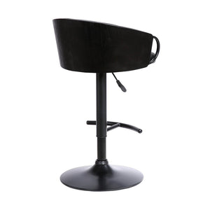 Black Faux Leather And Fabric And Iron Low Back Adjustable Height Swivel Bar Chair
