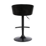 Black Faux Leather and Iron Low Back Adjustable Height Swivel Bar Chair