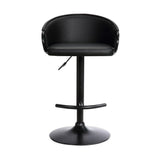 Black Faux Leather and Iron Low Back Adjustable Height Swivel Bar Chair