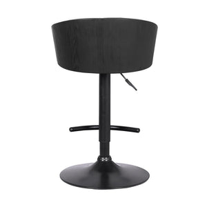 Black Fabric And Iron Low Back Adjustable Height Swivel Bar Chair