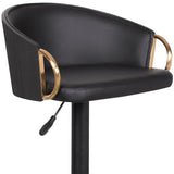 Black Iron Faux Leather and Fabric Low Back Adjustable Height Swivel Bar Chair