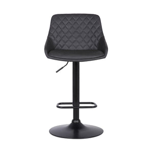 Gray And Black Fabric And Iron Low Back Adjustable Height Swivel Bar Chair