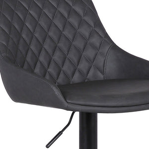 Gray And Black Fabric And Iron Low Back Adjustable Height Swivel Bar Chair