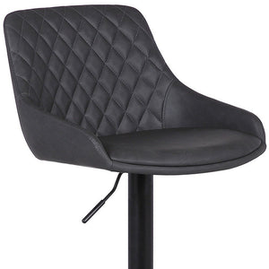 Gray And Black Fabric And Iron Low Back Adjustable Height Swivel Bar Chair