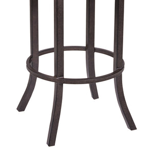 30" Brown Faux Leather And Fabric And Iron Bar Height Bar Chair