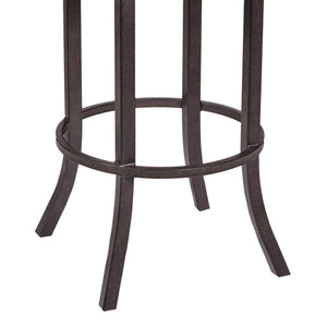30" Brown Faux Leather And Fabric And Iron Bar Height Bar Chair