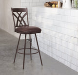 26" Brown Iron Counter Height Bar Chair