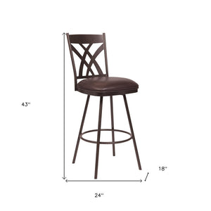 26" Brown Iron Counter Height Bar Chair