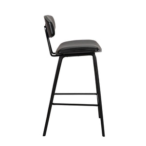 26" Black Fabric And Iron Low Back Counter Height Bar Chair