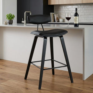 26" Black Iron Low Back Counter Height Bar Chair