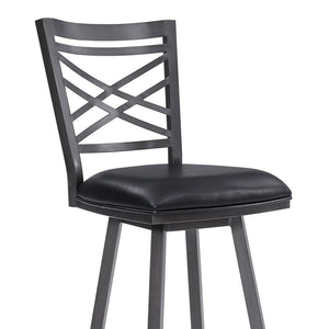 26" Black Fabric And Iron Counter Height Bar Chair