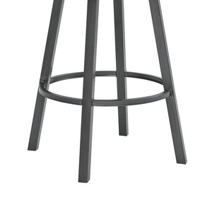 26" Black Fabric And Iron Counter Height Bar Chair