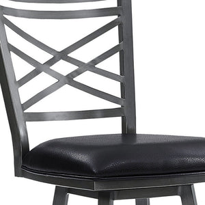26" Black Fabric And Iron Counter Height Bar Chair