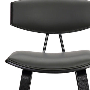 26" Gray and Black Faux Leather and Iron Low Back Counter Height Bar Chair