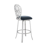 30" Gray And Silver Iron Swivel Bar Height Bar Chair