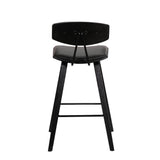 29" Black Faux Leather and Iron Low Back Bar Height Bar Chair