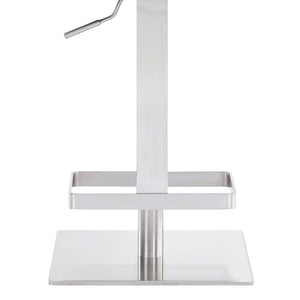 25" Gray And Silver Faux Leather And Iron Swivel Backless Adjustable Height Bar Chair