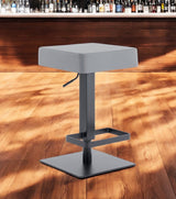 Gray And Black Faux Leather And Metal Backless Adjustable Height Swivel Bar Chair