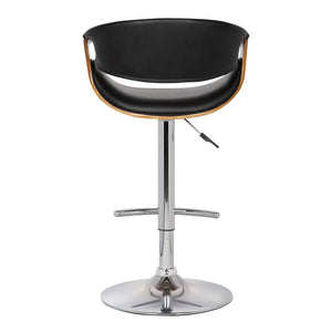 Black And Silver Fabric And Solid Wood Low Back Adjustable Height Swivel Bar Chair