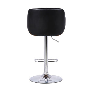 Black And Silver Faux Leather And Fabric And Iron Low Back Adjustable Height Swivel Bar Chair