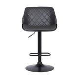 Gray and Black Faux Leather and Iron Low Back Adjustable Height Swivel Bar Chair