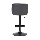 Gray and Black Faux Leather and Iron Low Back Adjustable Height Swivel Bar Chair