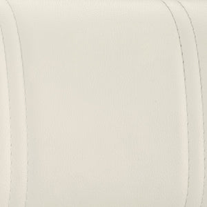 25" White And Silver Faux Leather And Iron Swivel Low Back Adjustable Height Bar Chair