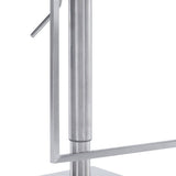 25" White And Silver Faux Leather And Iron Swivel Low Back Adjustable Height Bar Chair