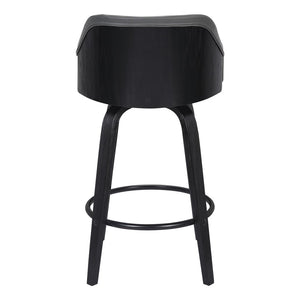 30" Gray And Black Iron Swivel Low Back Bar Height Bar Chair