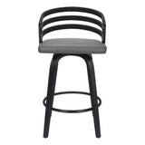 26" Gray and Black Fabric and Iron Low Back Counter Height Swivel Bar Chair