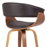 27" Brown Faux Leather And Iron Swivel Low Back Counter Height Bar Chair